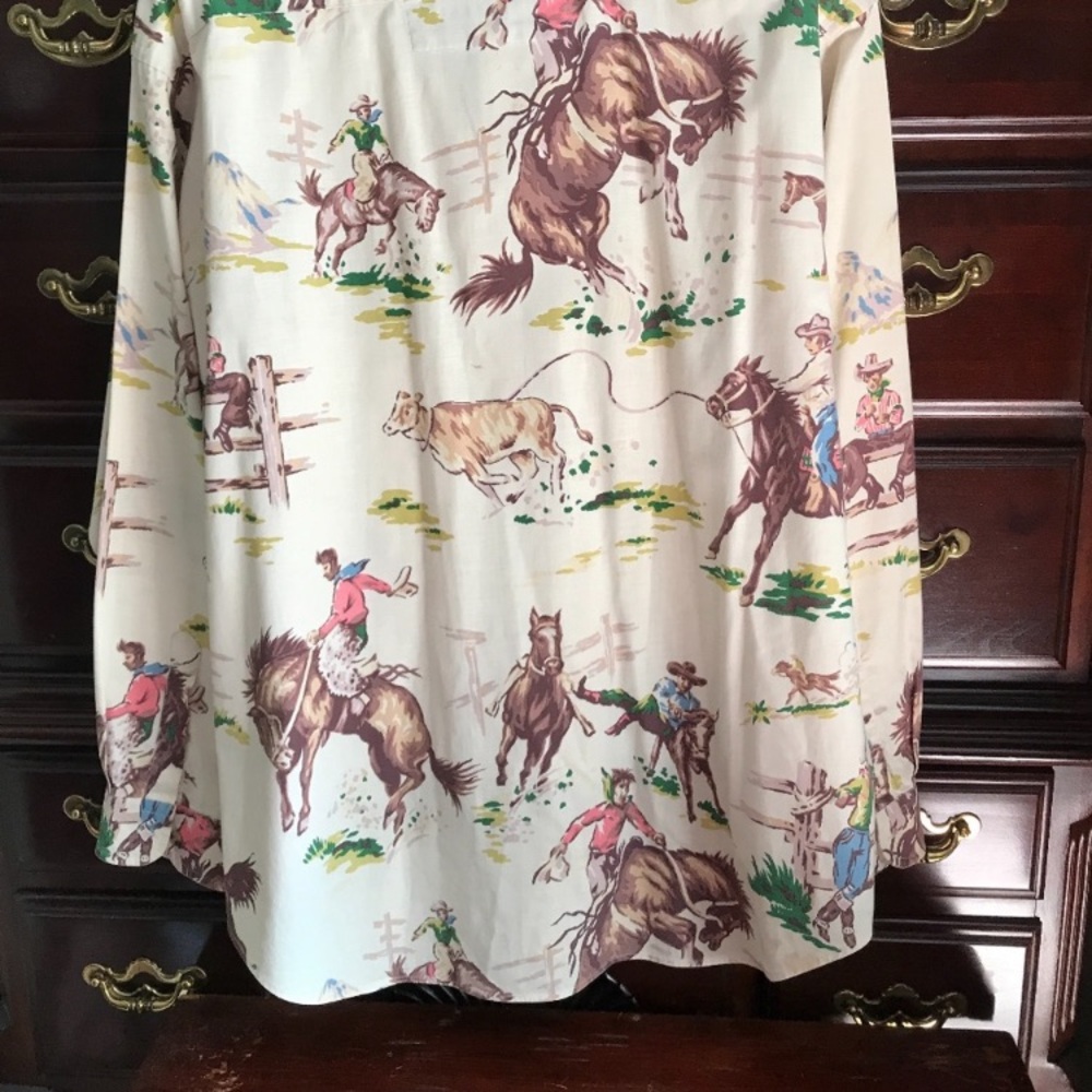 RARE VINTAGE Tommy Hilfiger Western Print Shirt - Cream, Brown, Red, Green - Picture 15 of 15